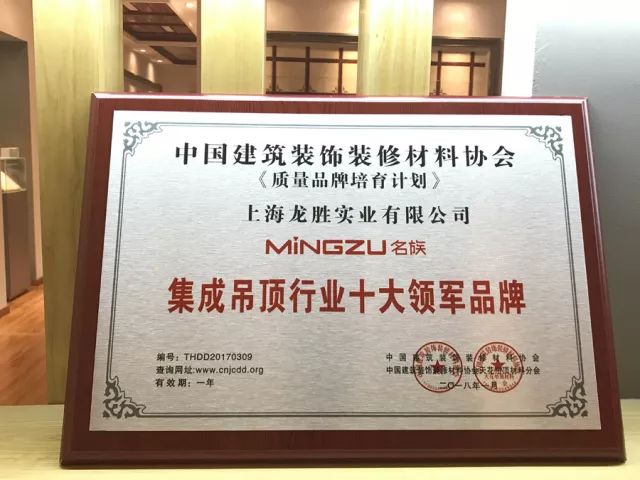 吊頂品牌榮譽|名族獲集成吊頂行業十大領軍品牌等多項大獎